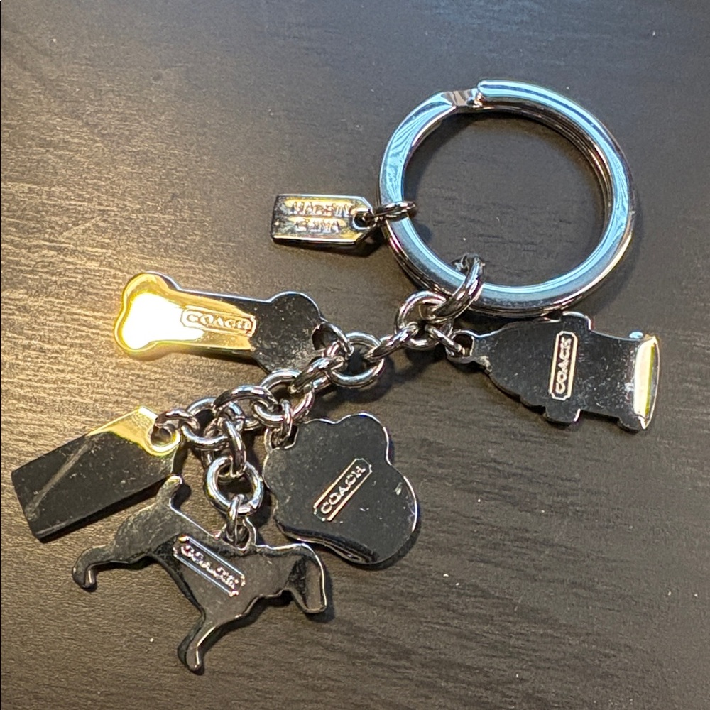Coach Dog Charm Keychain - Black, Silver, and red - Picture 5 of 5